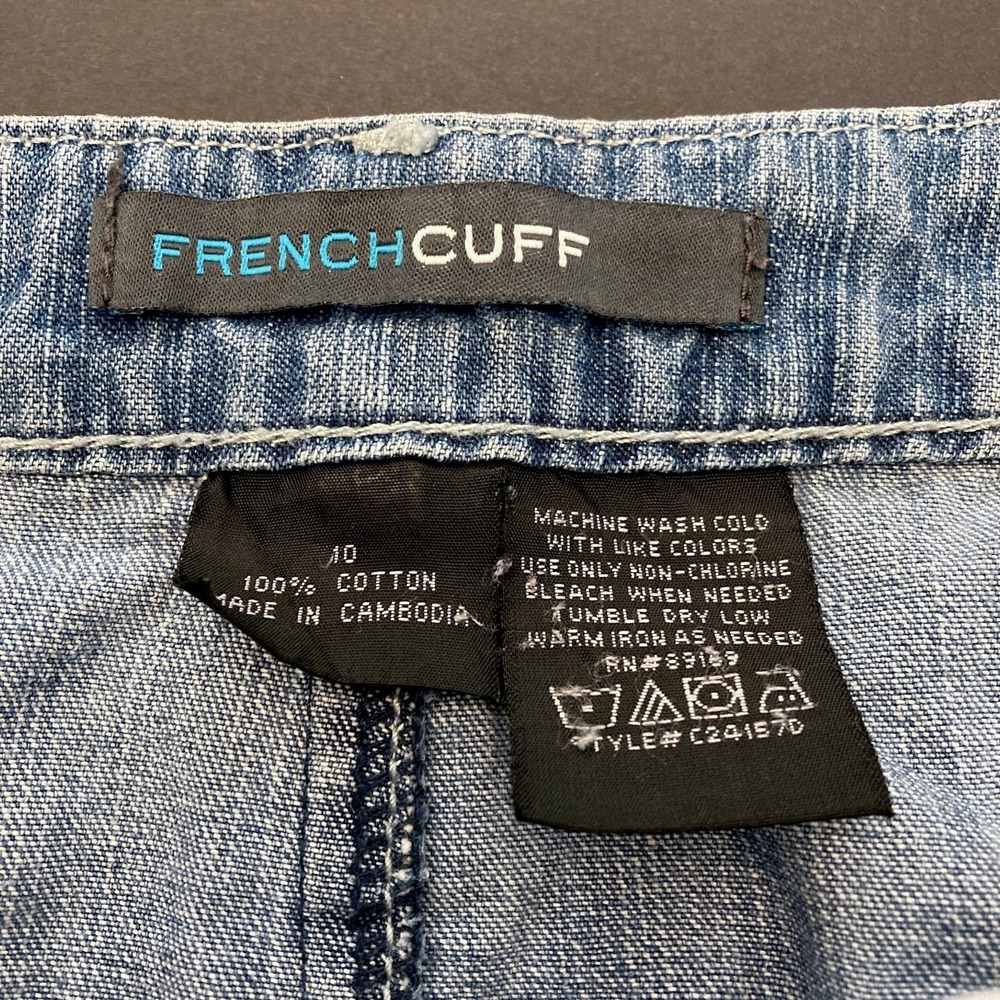 French Cuff Denim Midi Skirt Womens 10 Lighter Wash 32" Waist Front Slit Pockets - Picture 3 of 6